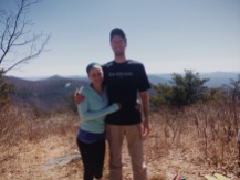 Us after a nice lunch on Wolf Laurel Top -- thanks spring breaker for takin' the pic!